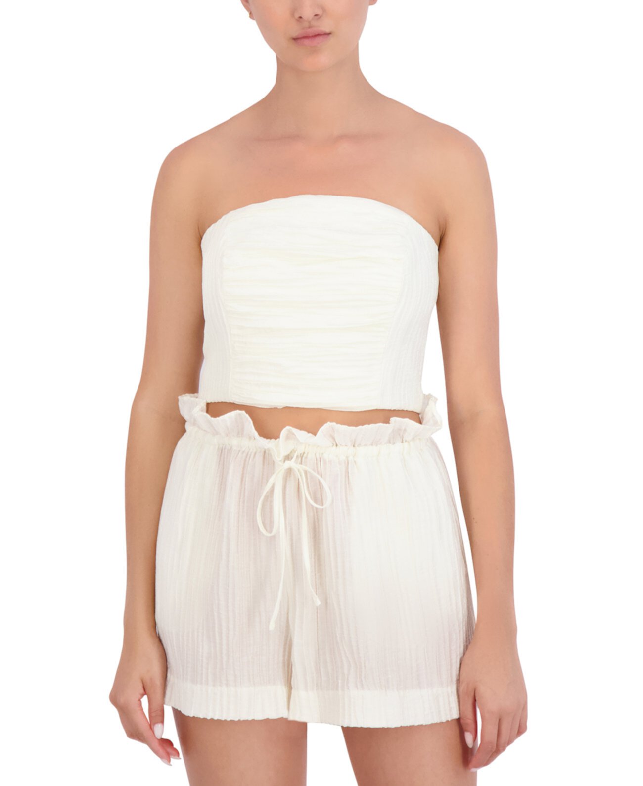 Women's Plisse Strapless Smocked Back Crop Top BCBG NEW YORK