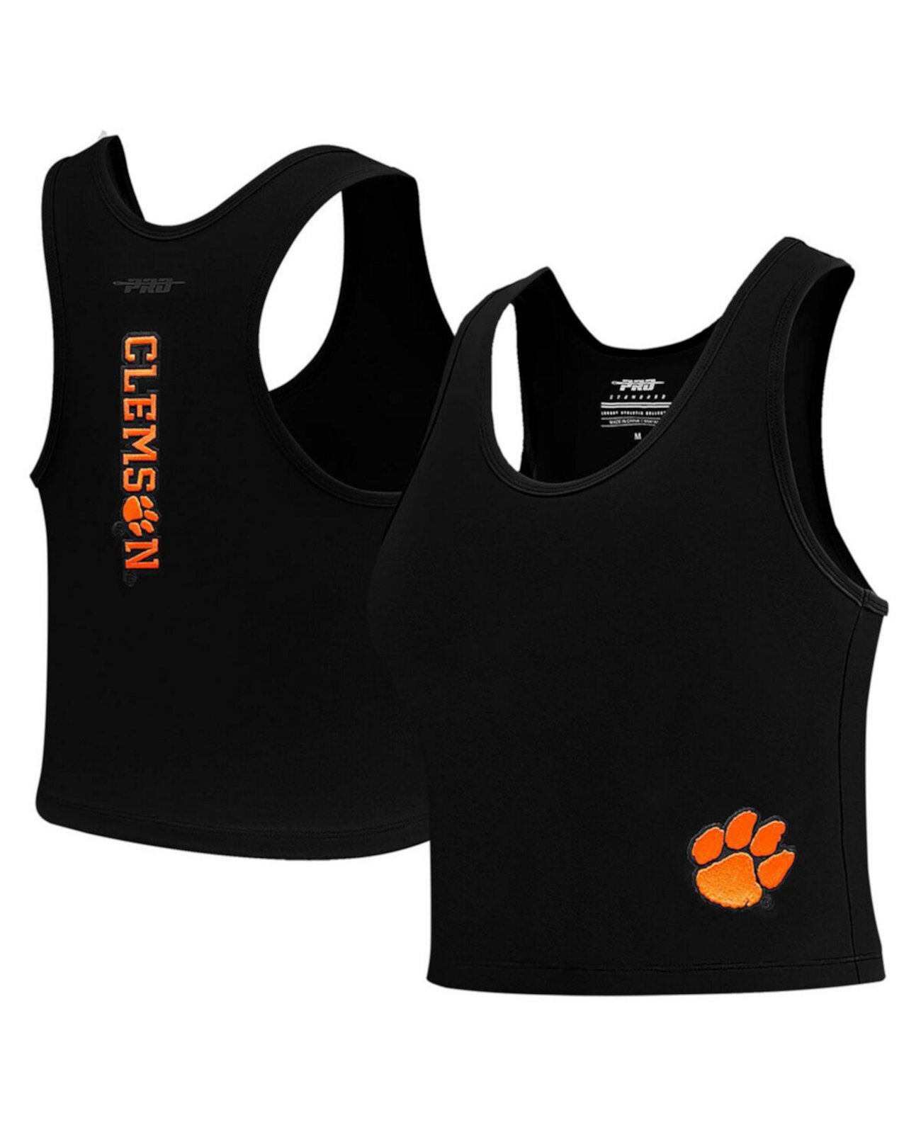 Women's Black Clemson Tigers Tonal Neutral Fitted Waist Length Racerback Tank Top Pro Standard