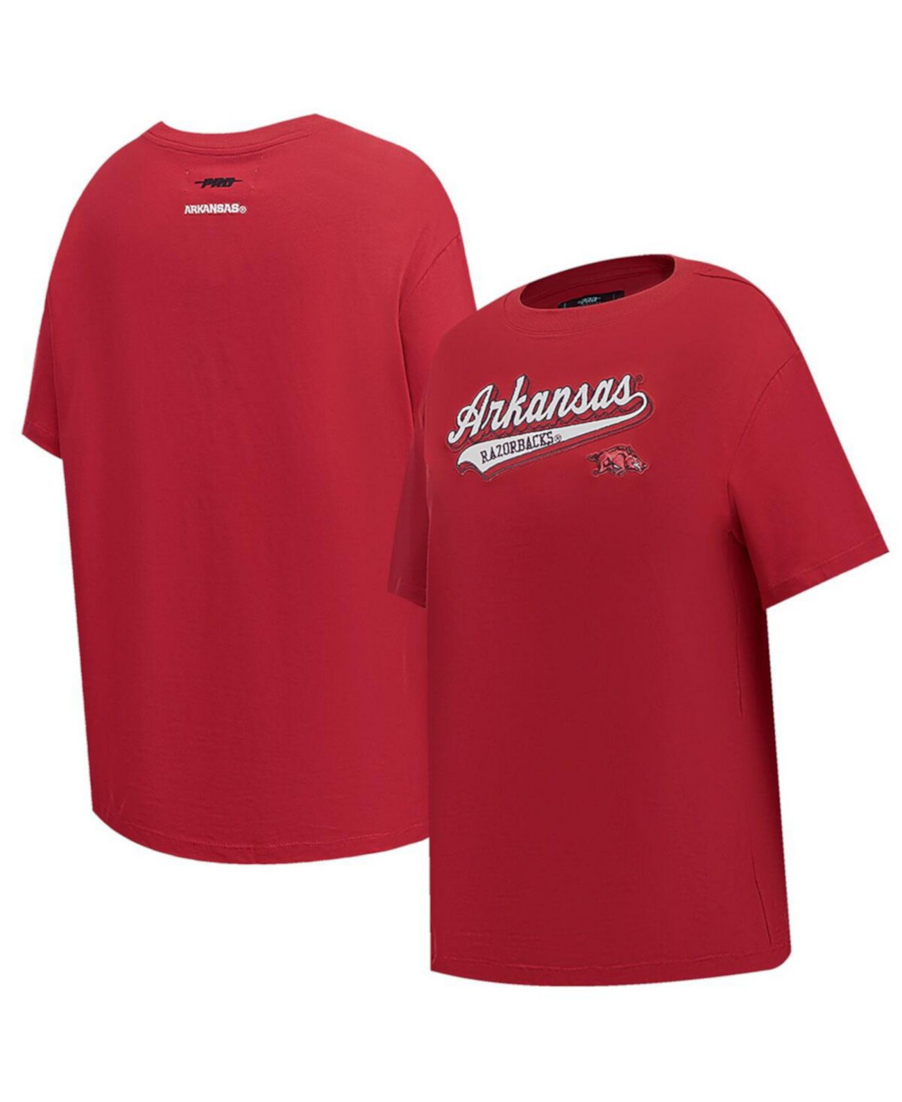 Women's Cardinal Arkansas Razorbacks Script Tail Oversized Boyfriend T-shirt Pro Standard