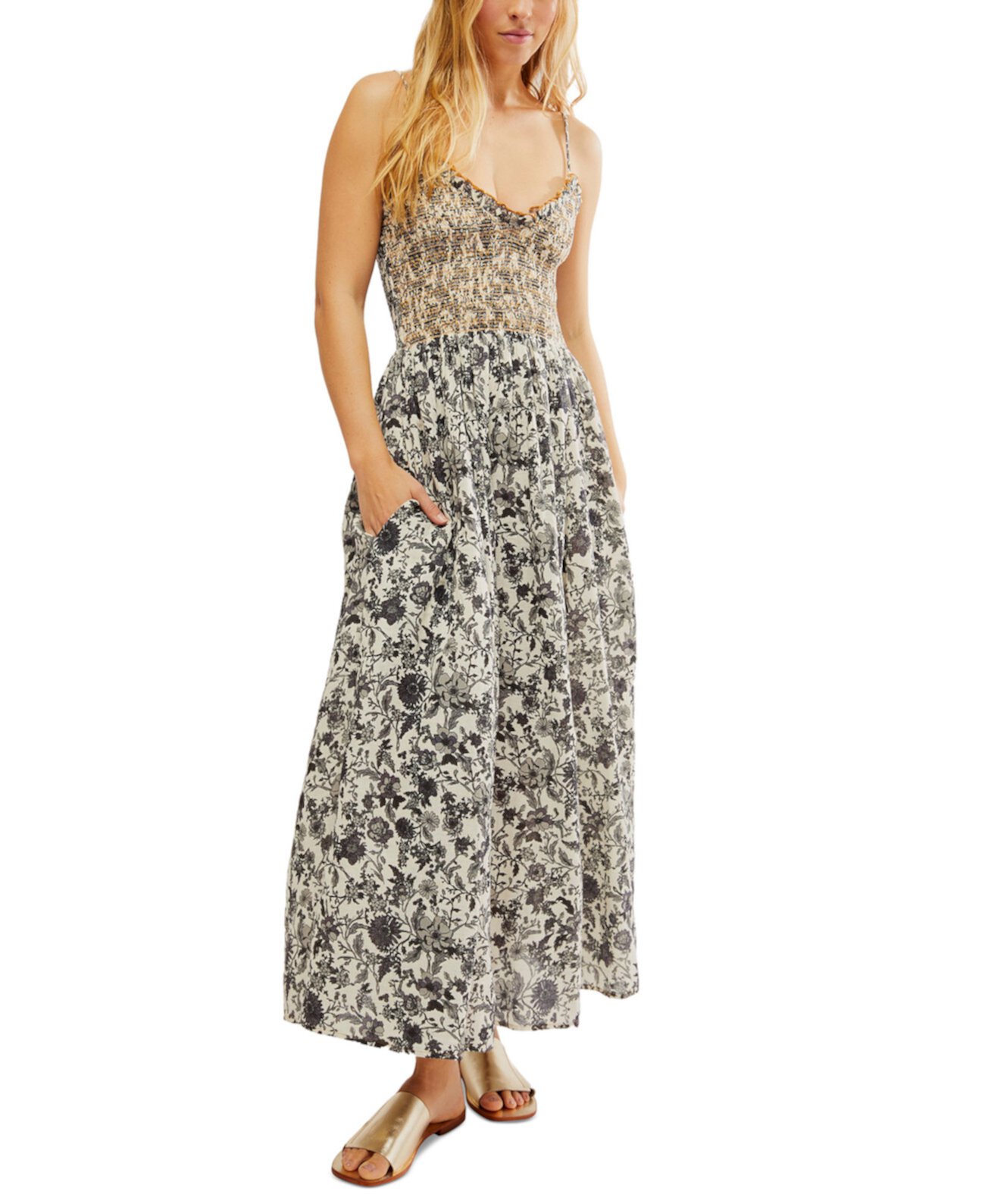 Women's Sweet Nothings Cotton Smocked Maxi Dress Free People