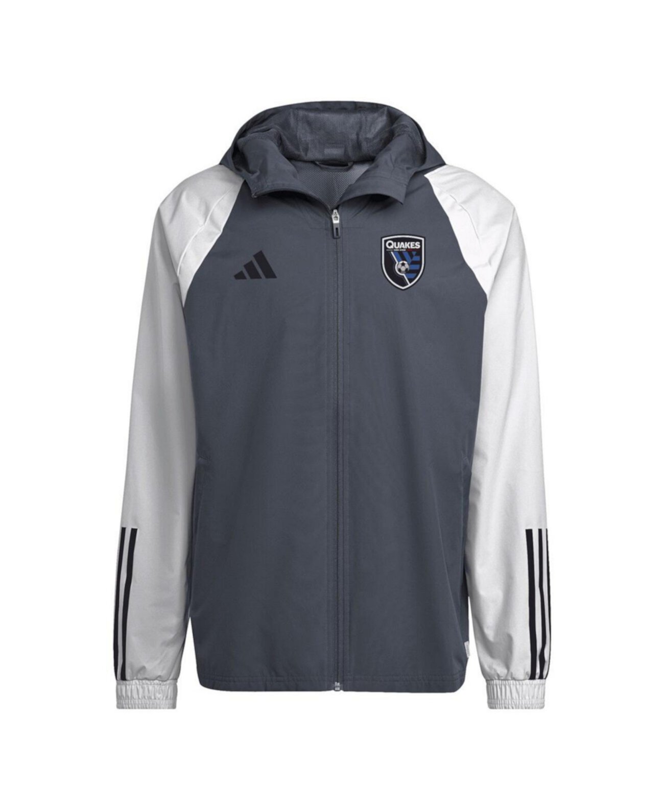 Мужская Куртка Adidas San Jose Earthquakes 2024 All-Weather с Полным Застёжкой на Молнию и Рукавами Реглан Adidas