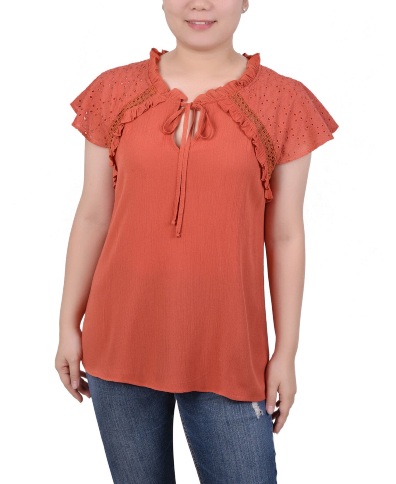 Women's Eyelet Sleeve Blouse NY Collection