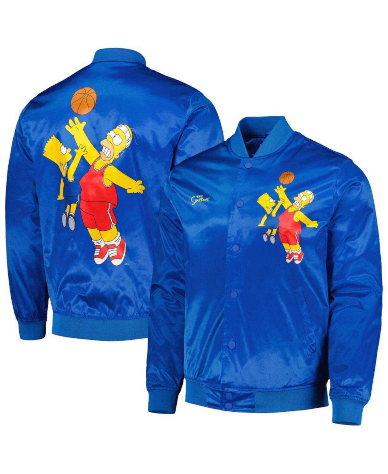 Men's Blue The Simpsons Basketball Satin Full-Snap Jacket Freeze Max