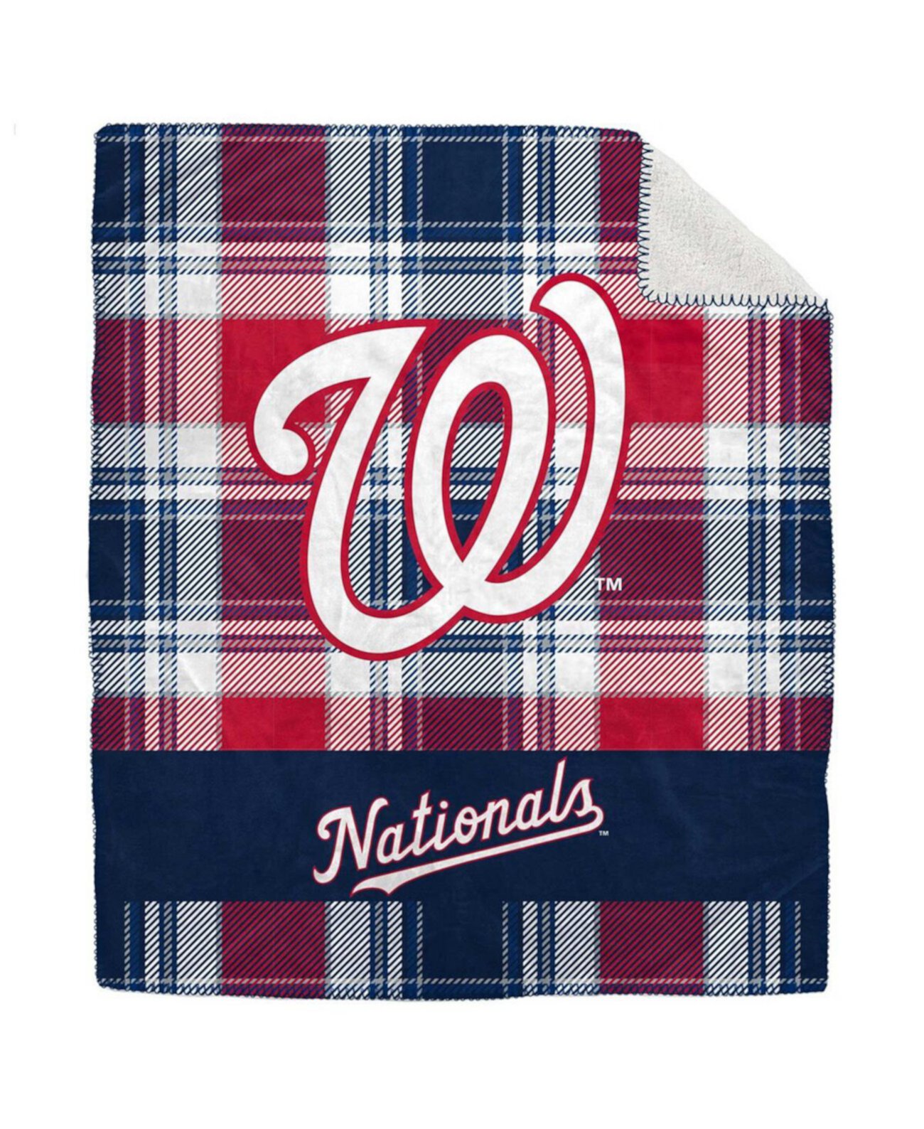 Washington Nationals 50" x 60" Plaid Flannel Sherpa Plush Blanket Pegasus Home Fashions