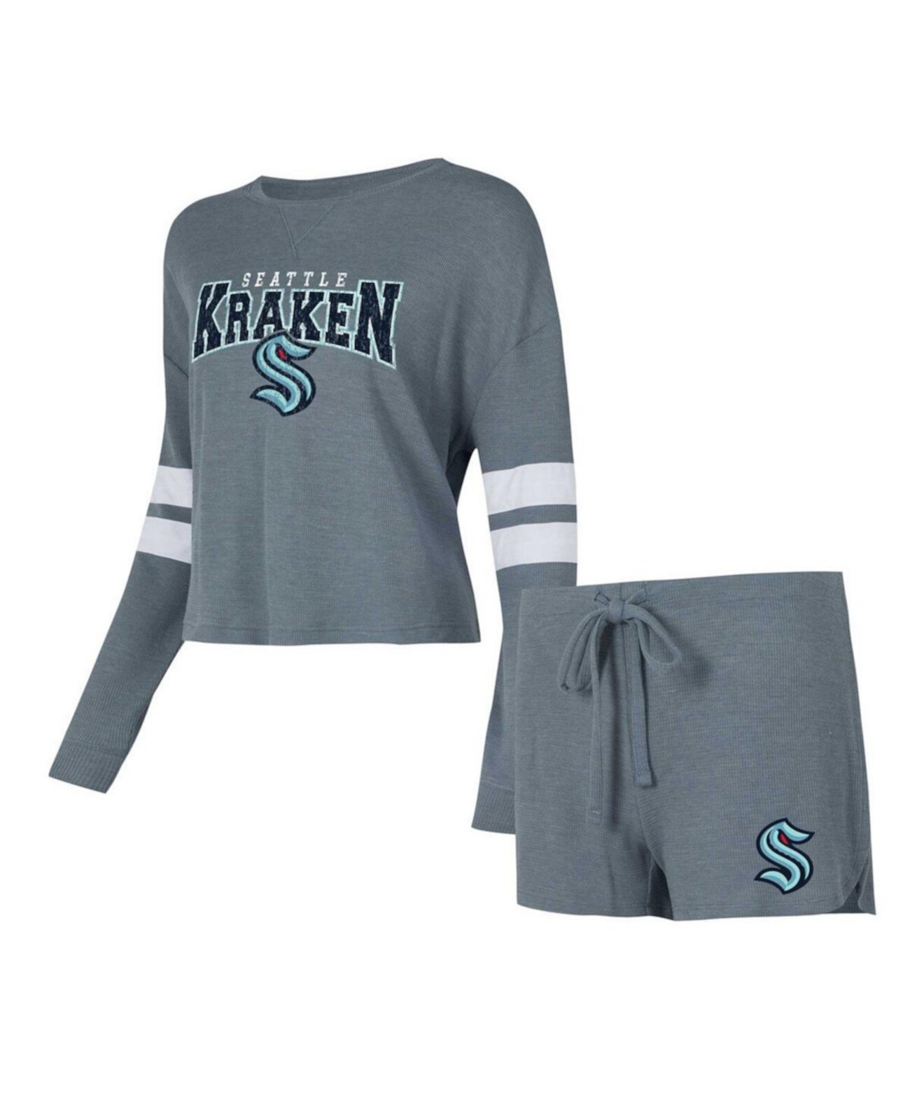 Женский комплект для сна из футболки с длинным рукавом и шорт Seattle Kraken Concepts Sport