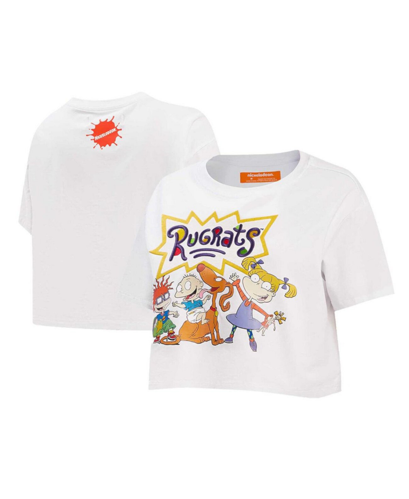Women's White Rugrats Group Boxy Cropped T-shirt Freeze Max