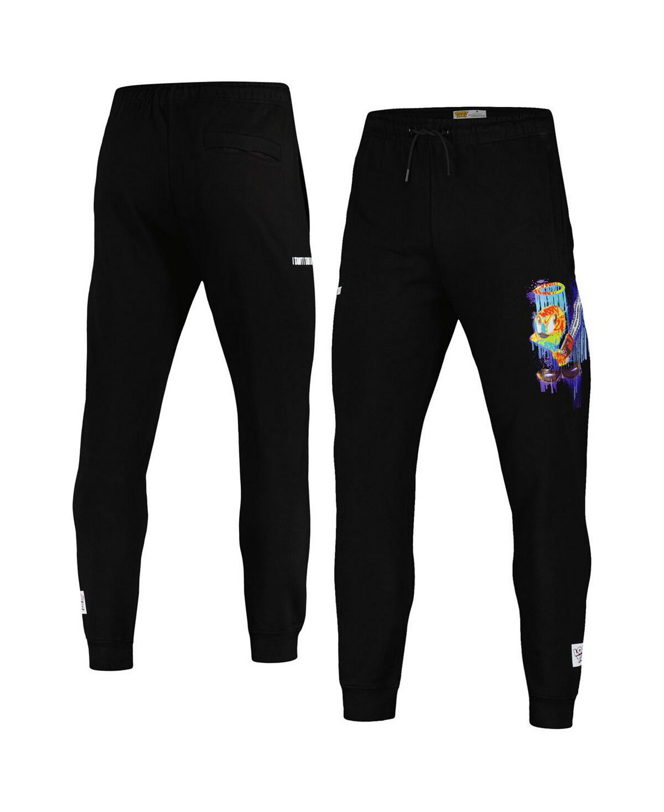 Men's Black Looney Tunes Tweety Bird Splatter Jogger Pants Freeze Max