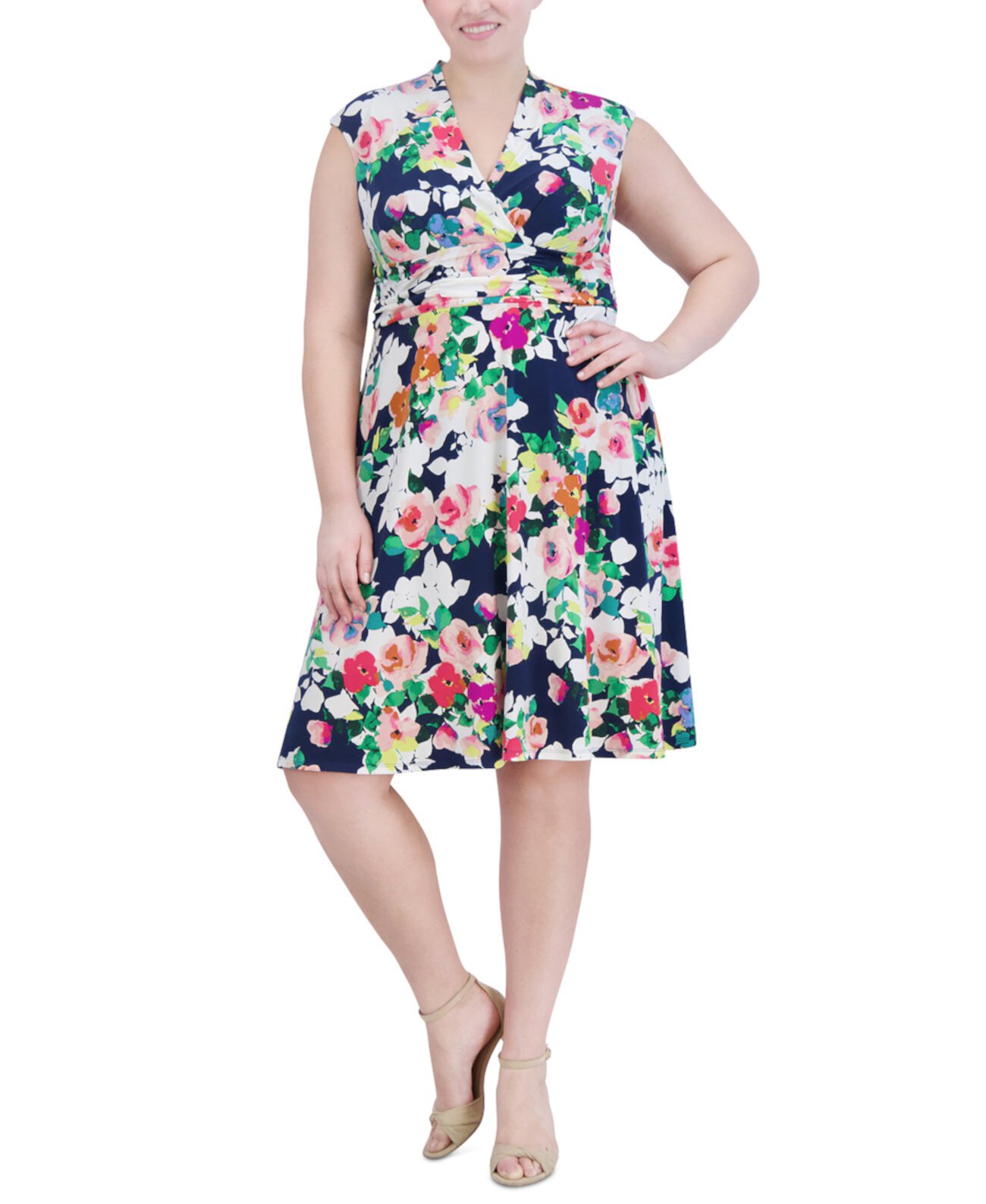 Plus Size Floral Surplice-Neck Dress Jessica Howard
