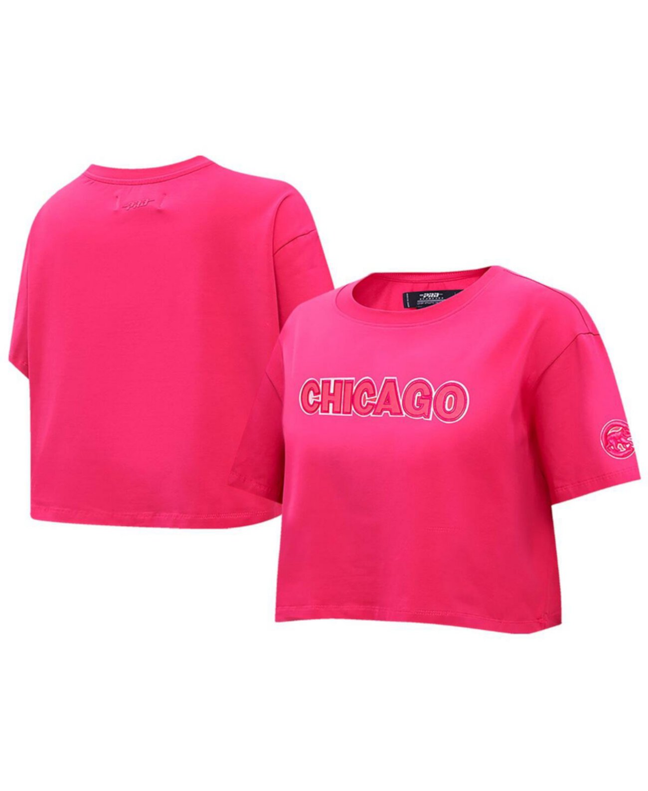 Women's Pink Chicago Cubs Triple Pink Boxy Cropped T-shirt Pro Standard