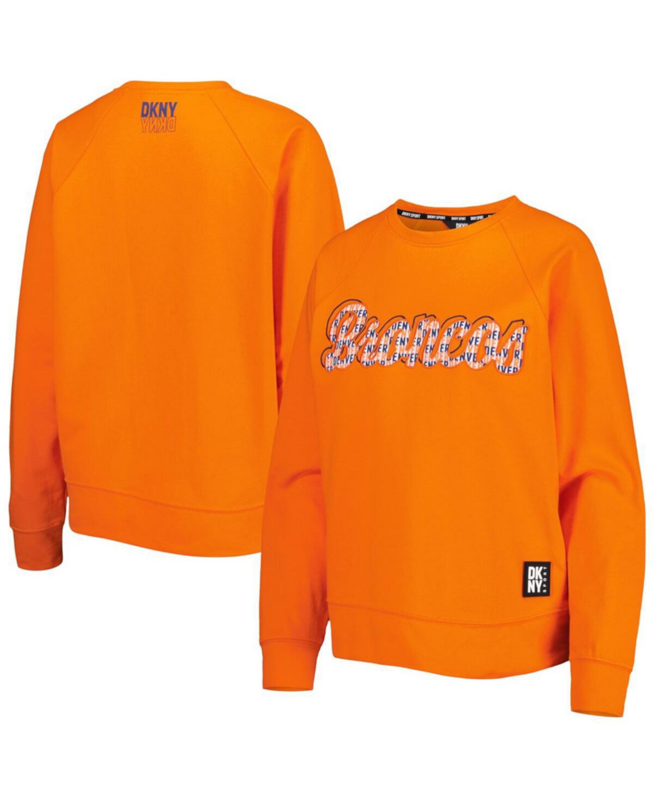 Women's Orange Denver Broncos Regina Pullover Sweatshirt DKNY