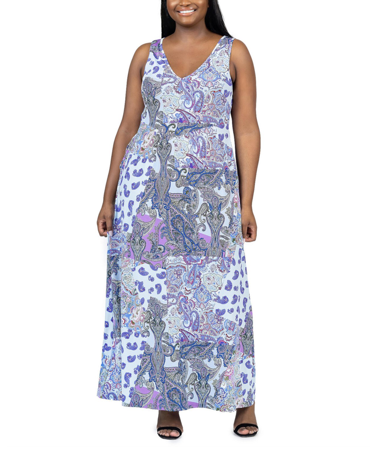 Plus Size Sleeveless Maxi Dress with Pockets 24Seven Comfort