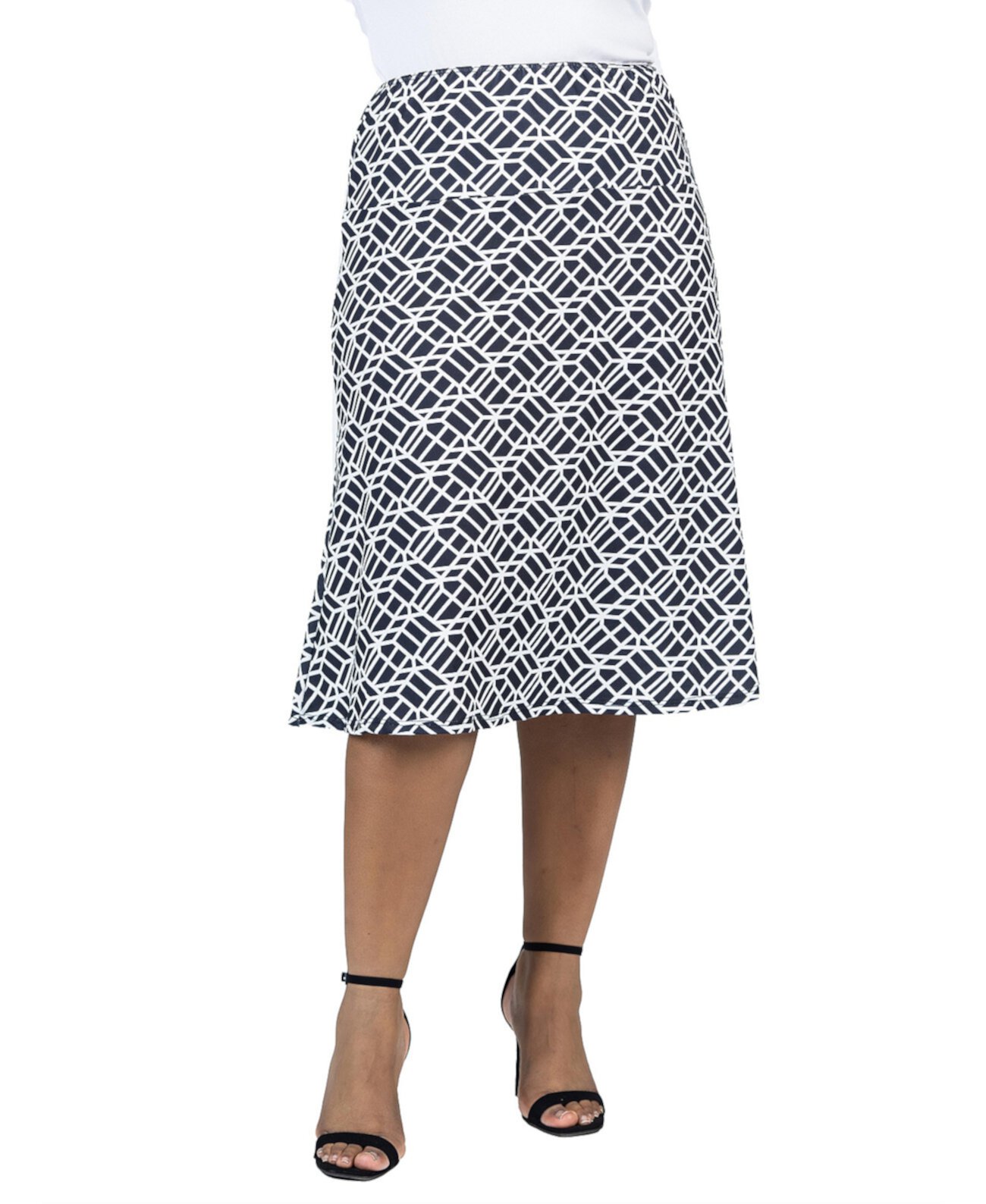 Plus Size Elastic Waist Knee Length Skirt 24Seven Comfort