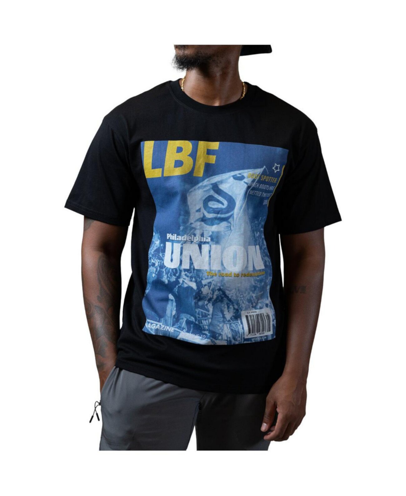 Men's Black x Philadelphia Union Magazine T-shirt Live Breathe Futbol