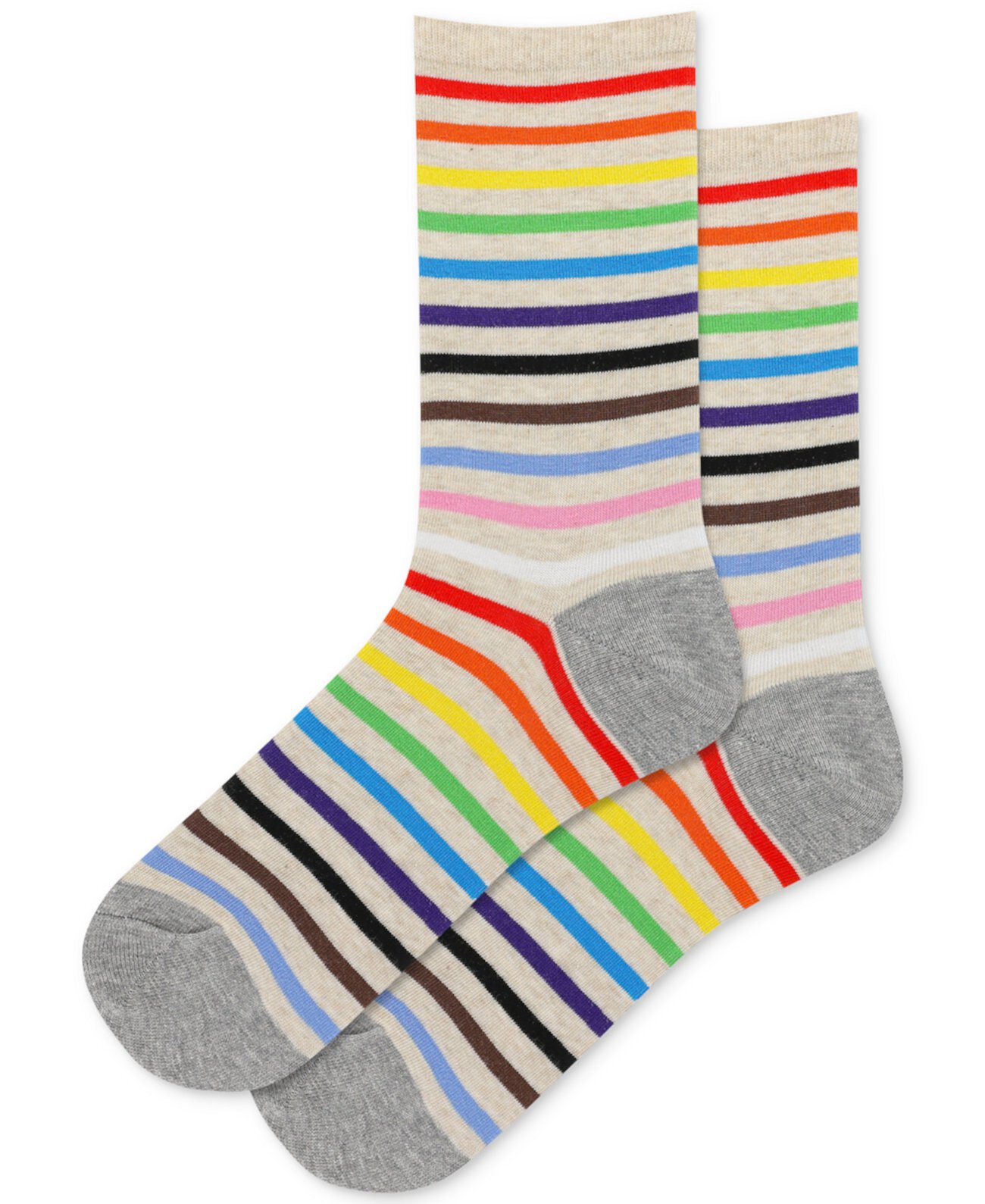 Women's Rainbow Striped Crew Socks Hot Sox