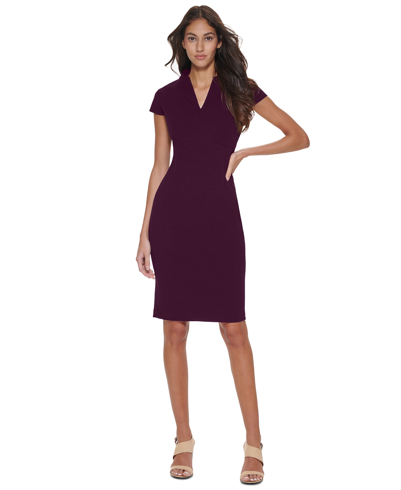 Petite Short-Sleeve Sheath Dress Calvin Klein