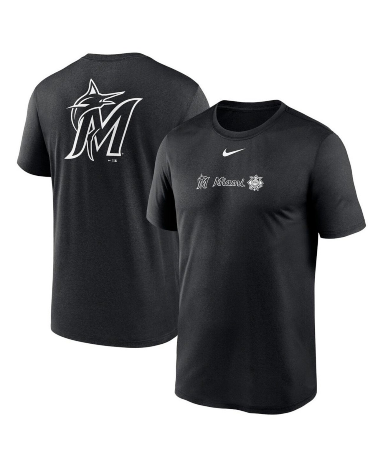 Men's Black Miami Marlins Fashion Over Shoulder Logo Legend T-shirt Nike