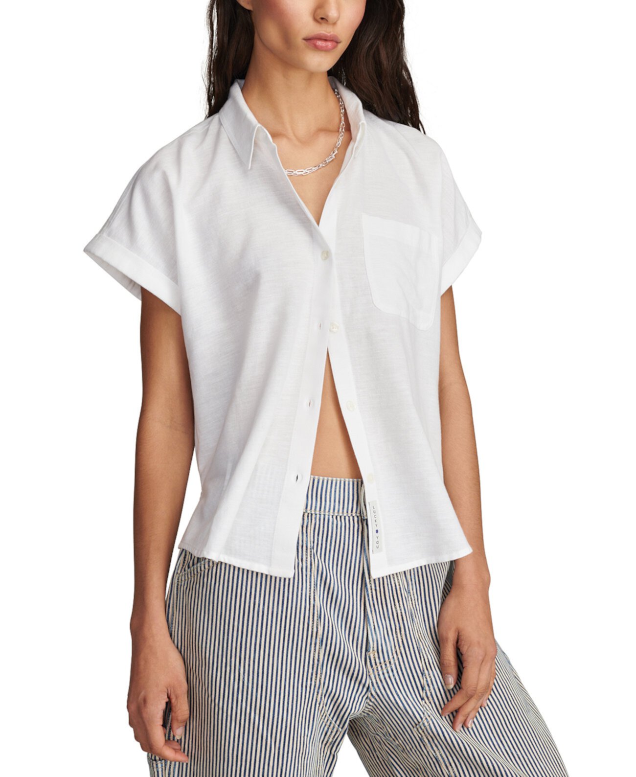 Women's Linen Short-Sleeve Button-Down Shirt Lucky Brand