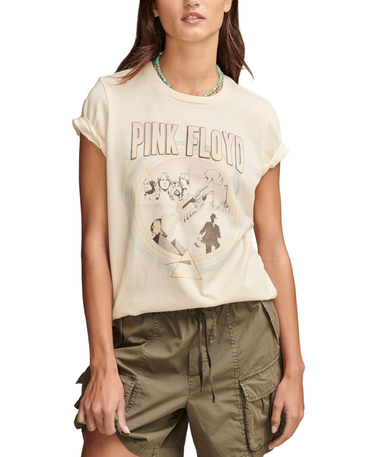 Women's Pink Floyd Circle Classic Cotton T-Shirt Lucky Brand