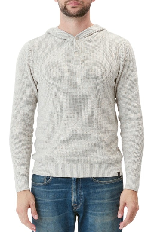 Waffle Knit Henley Hoodie Sweater - Men's Threads 4 Thought