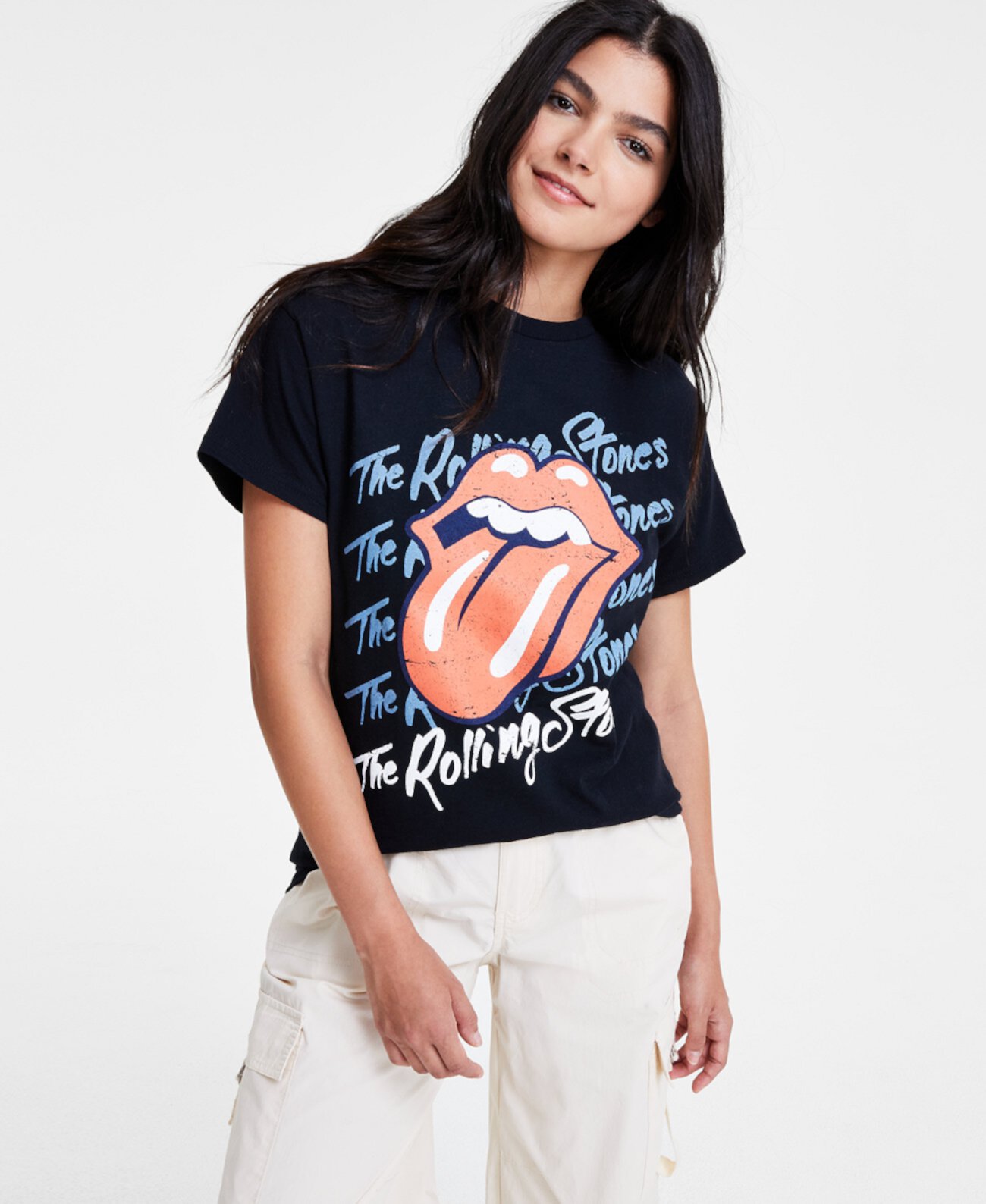 Juniors' Rolling Stones Crewneck T-Shirt Love Tribe