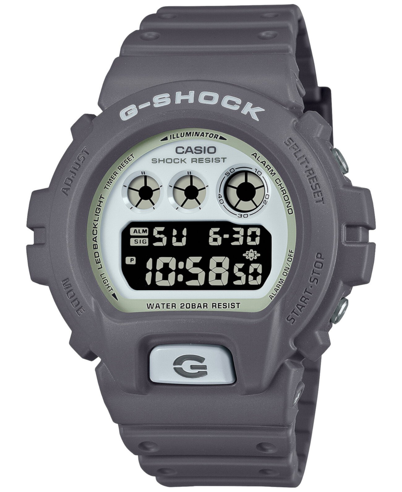 Men's Digital Gray Resin Strap Watch 50mm, DW6900HD-8 G-Shock