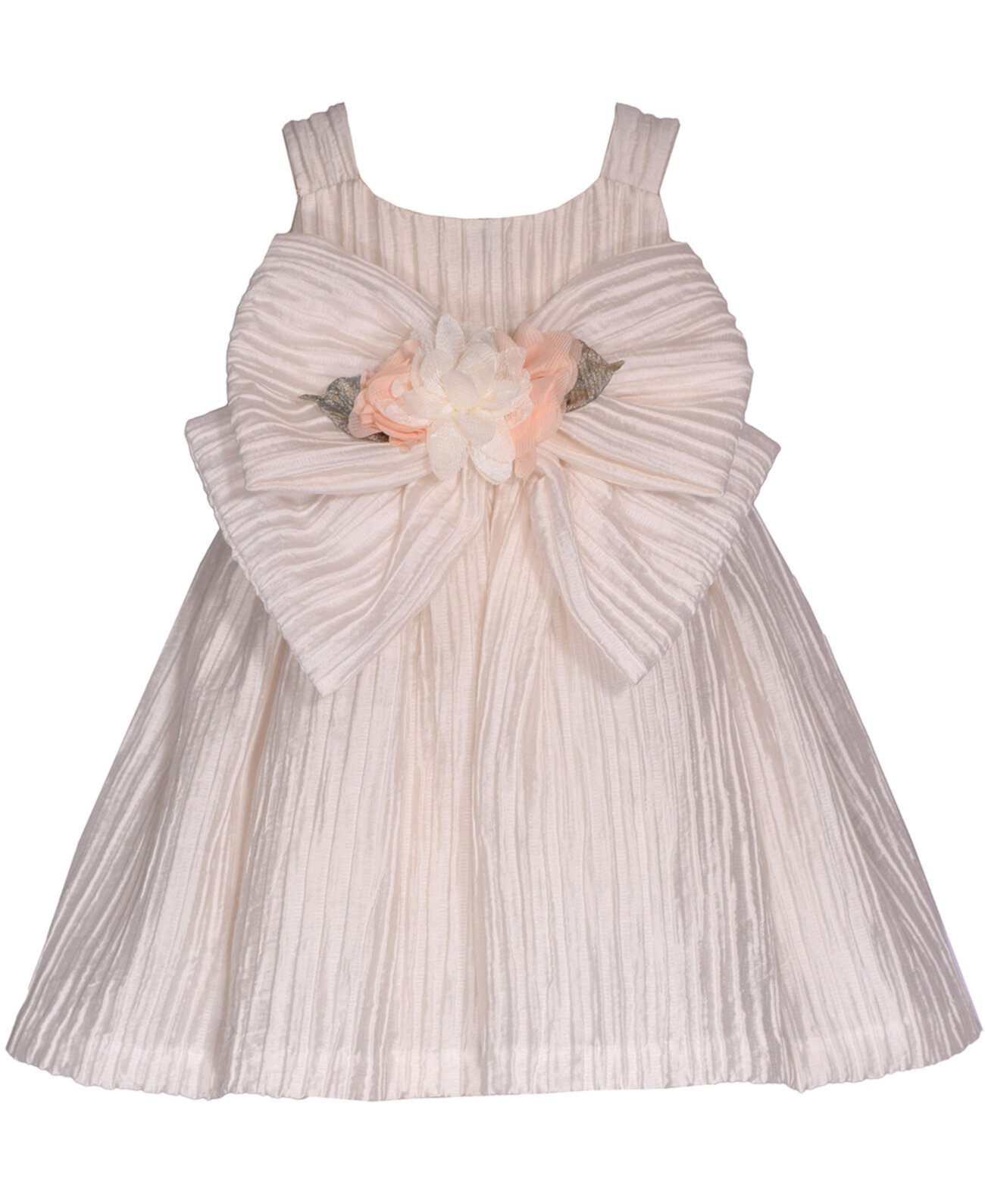 Baby Girls Pleated Taffeta Party Dress with Big Bow Bonnie Baby