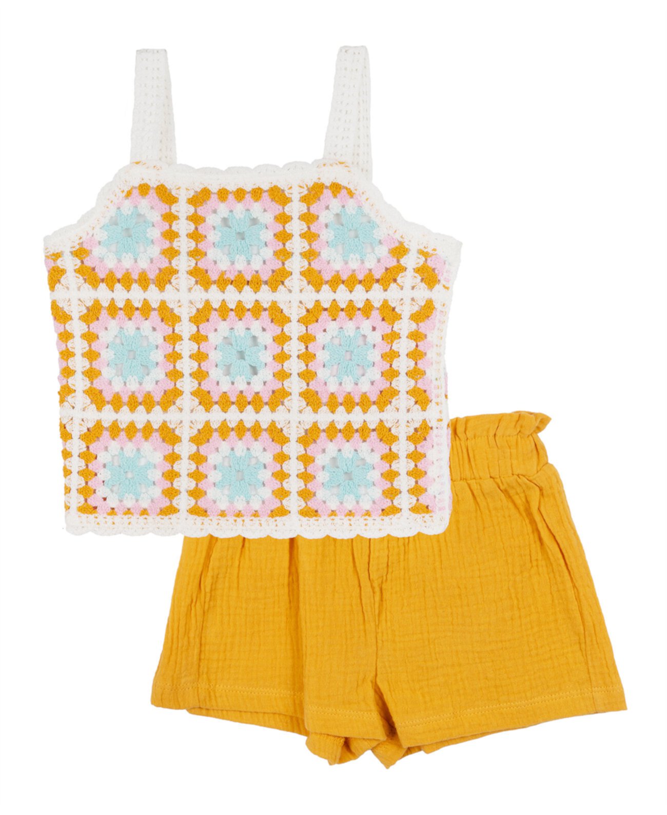 Baby Girl Patterned Crochet Short Set Rare Editions