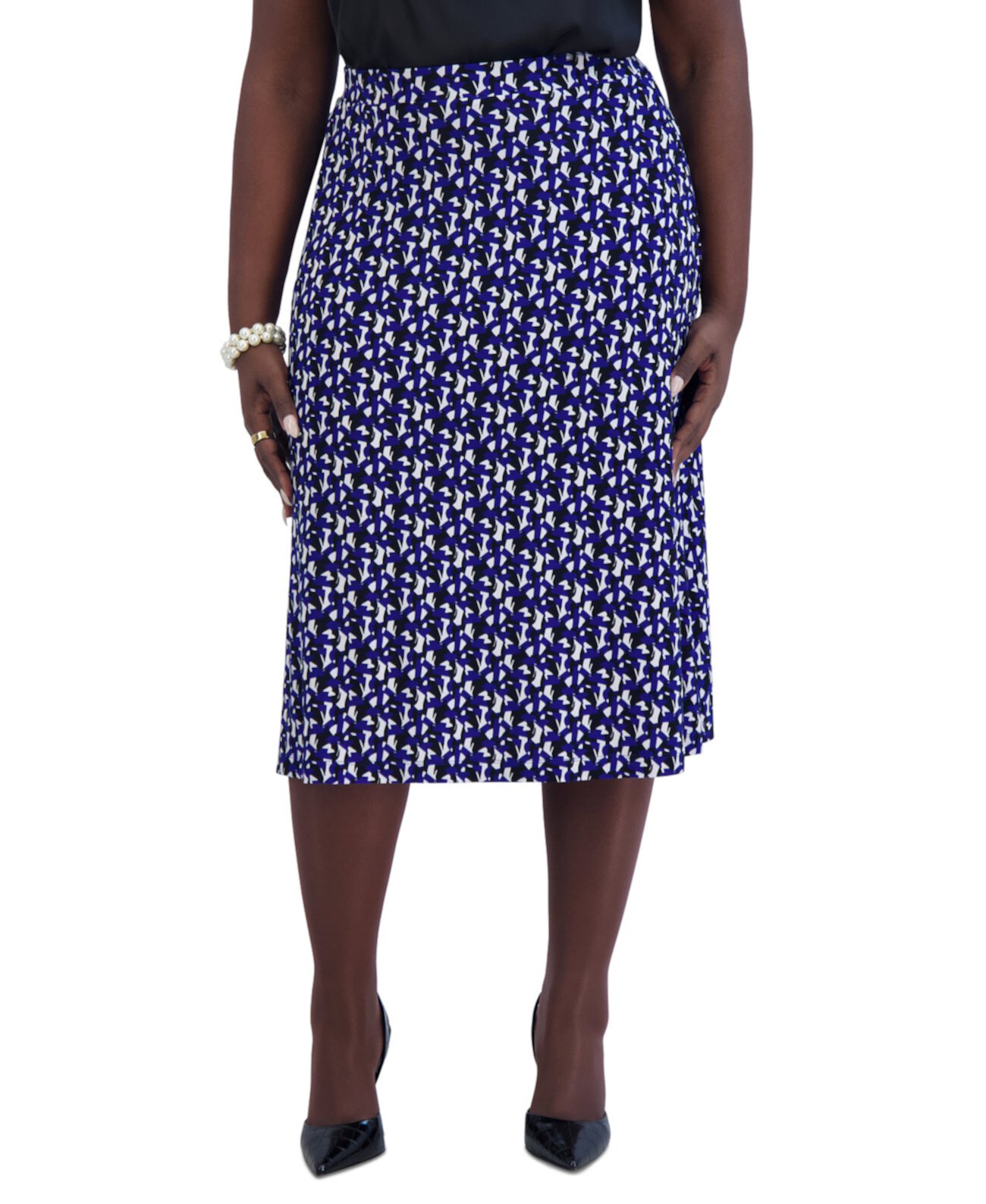 Women's Printed Ity Pull-On A-Line Skirt Kasper