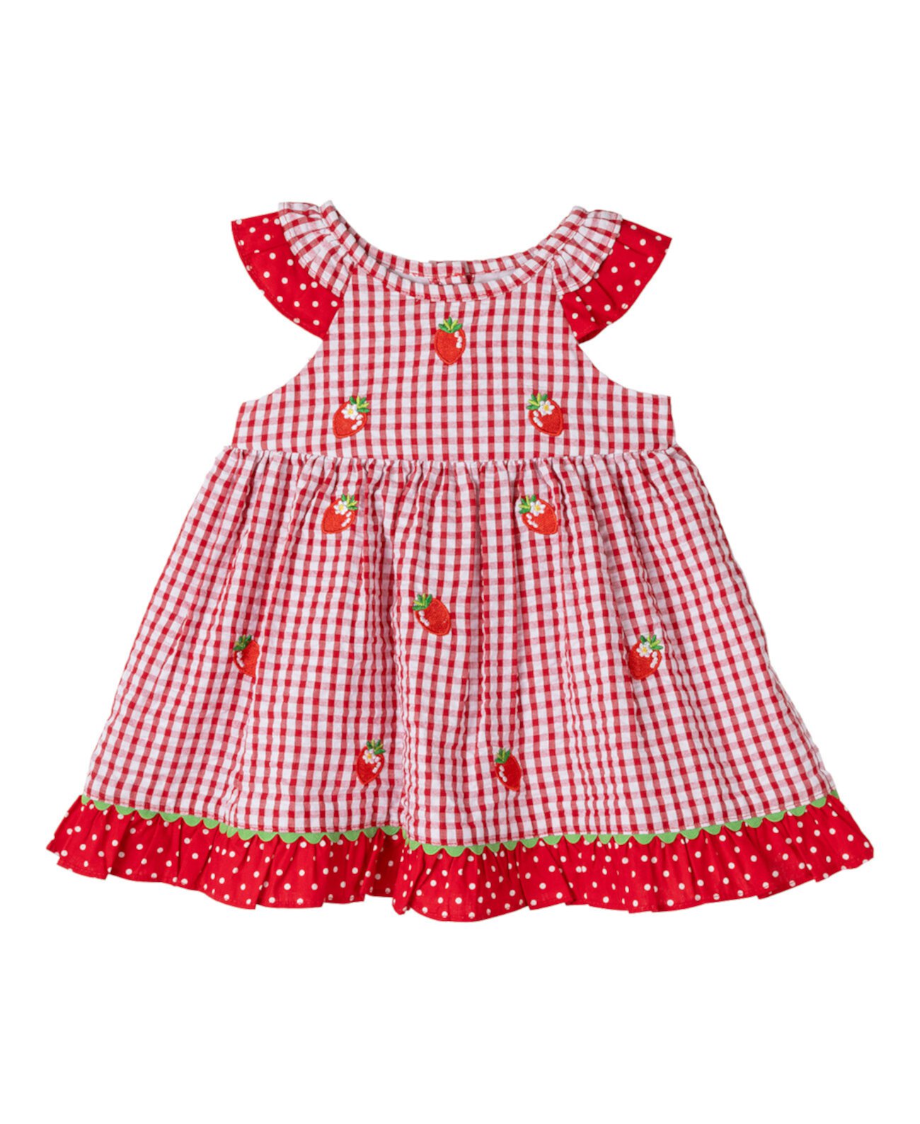 Baby Girl Strawberry Seersucker Dress Rare Editions