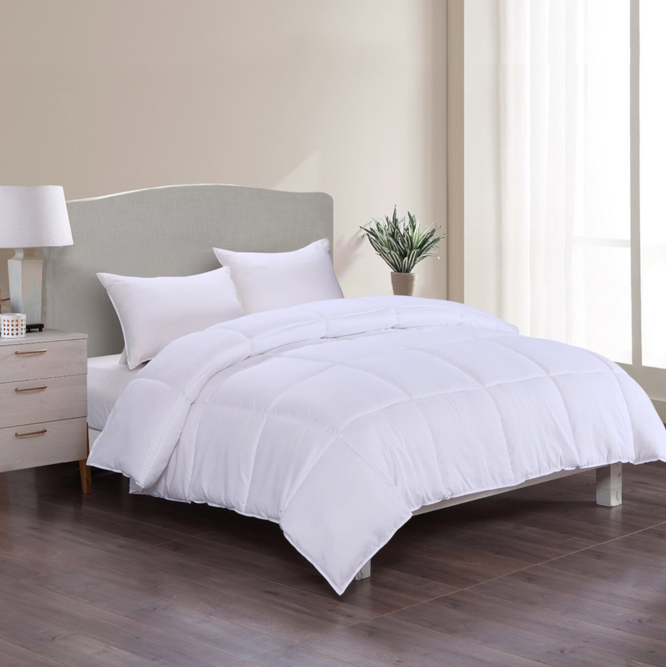 Microfiber Down Alternative Comforter With Stain Control Lotus