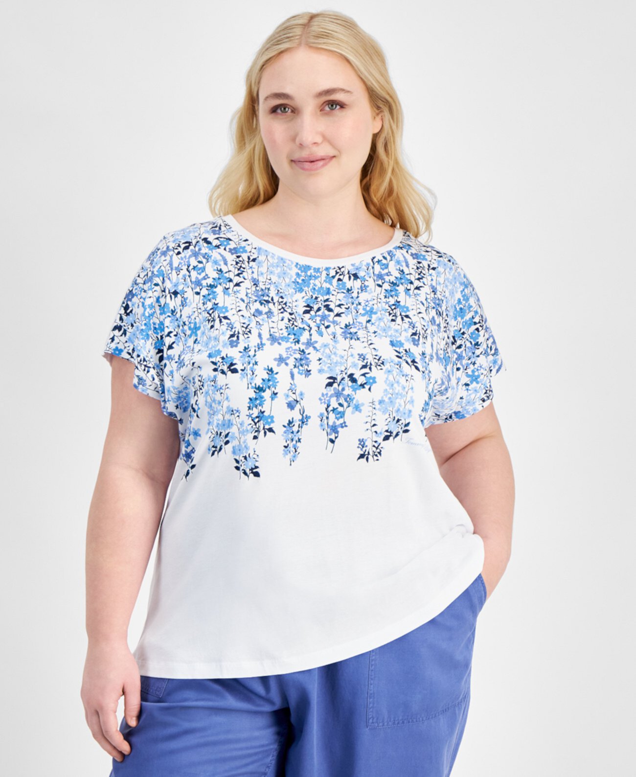 Plus Size Floral-Print Pullover Top Tommy Hilfiger