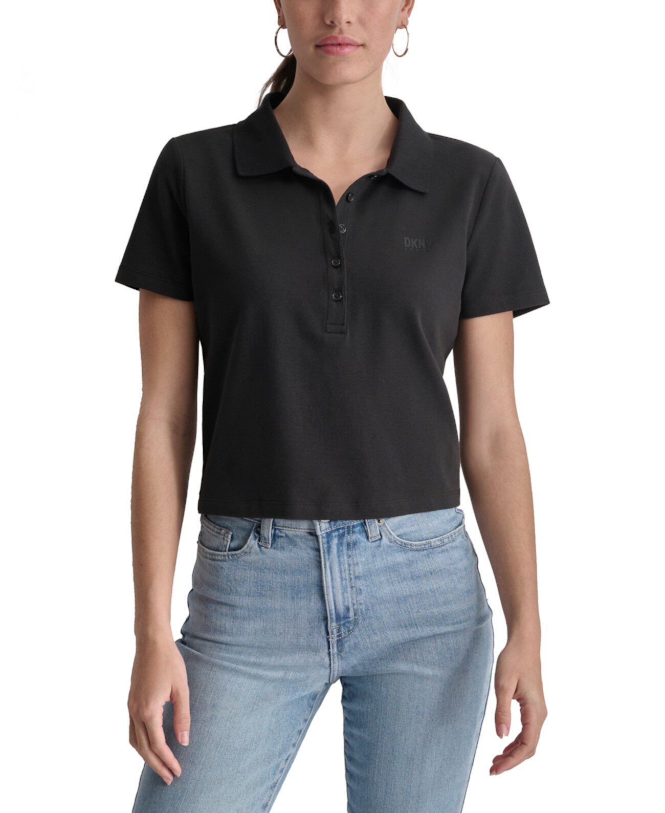 Women's Cropped Relaxed-Fit Polo DKNY