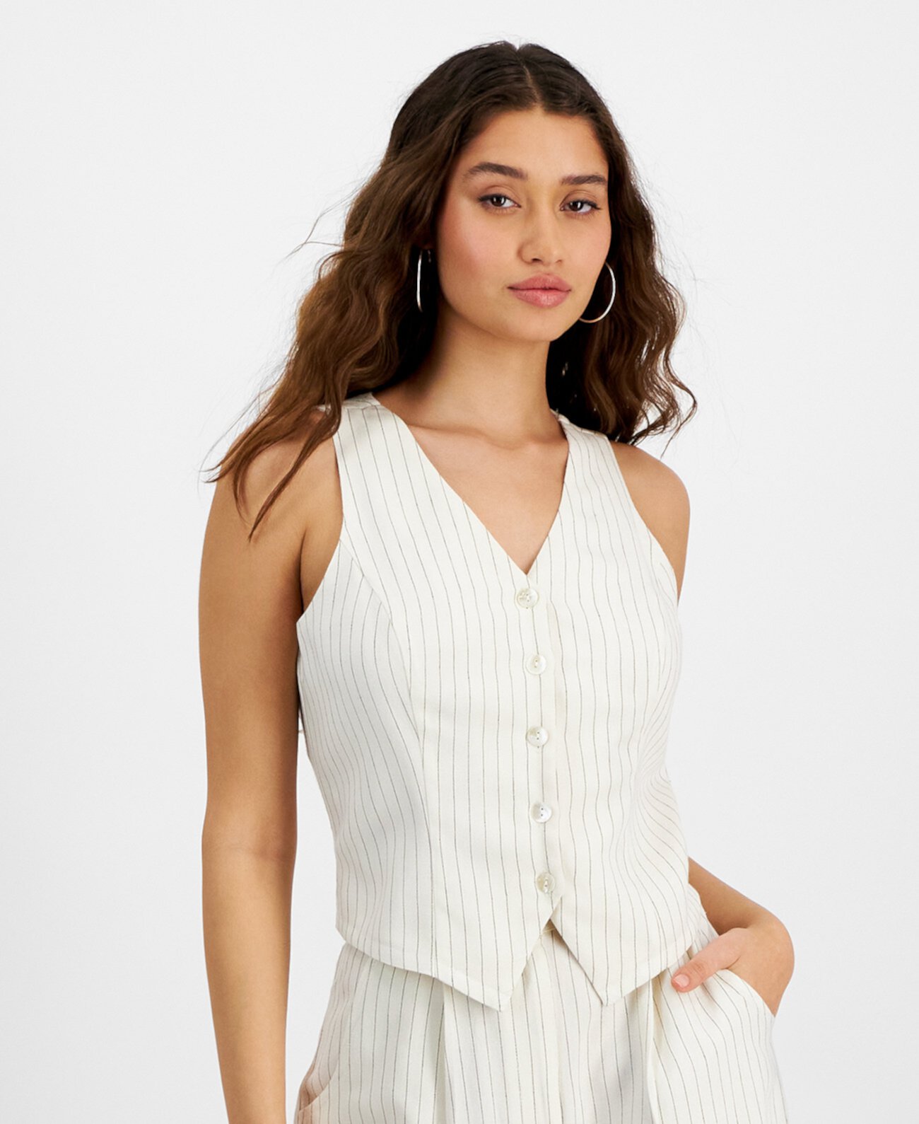 Women's Linen-Blend Vest, Created for Macy's And Now This