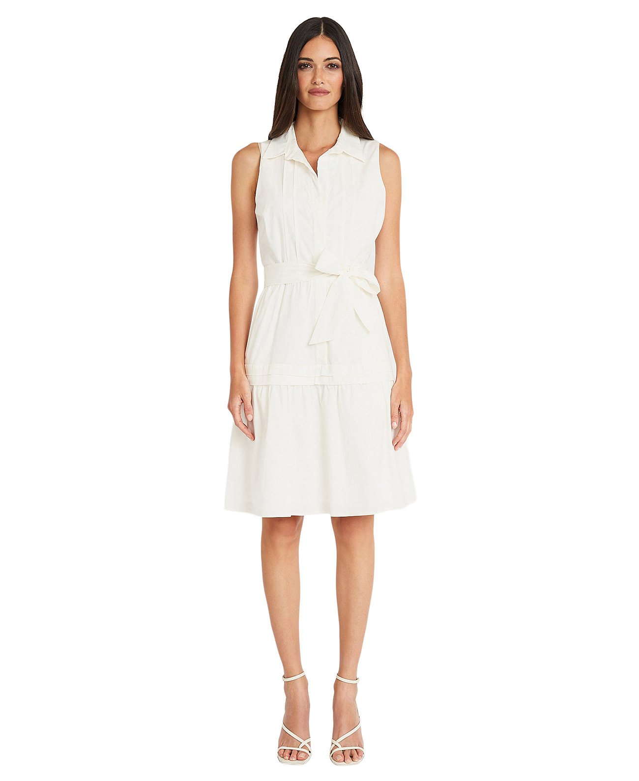 Women's Tie-Waist Pintuck Shirtdress Maggy London