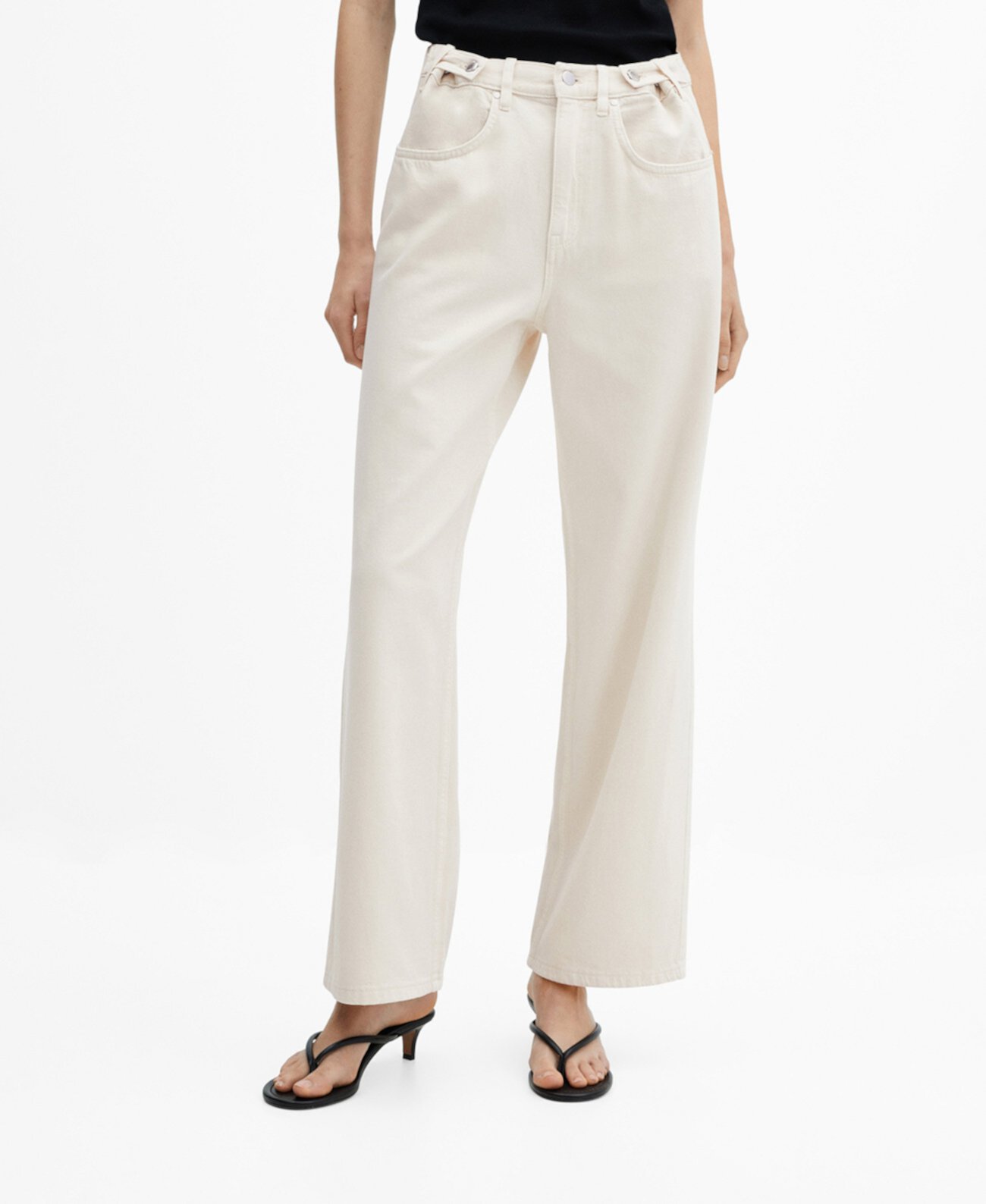 Women's Buttons Detail Wide-Leg Jeans MANGO