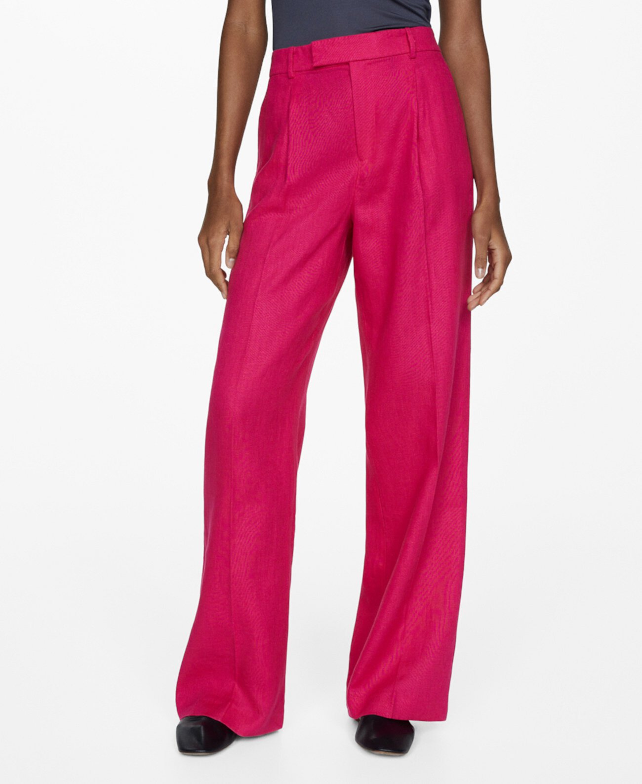 Women's Pleated Linen Pants MANGO