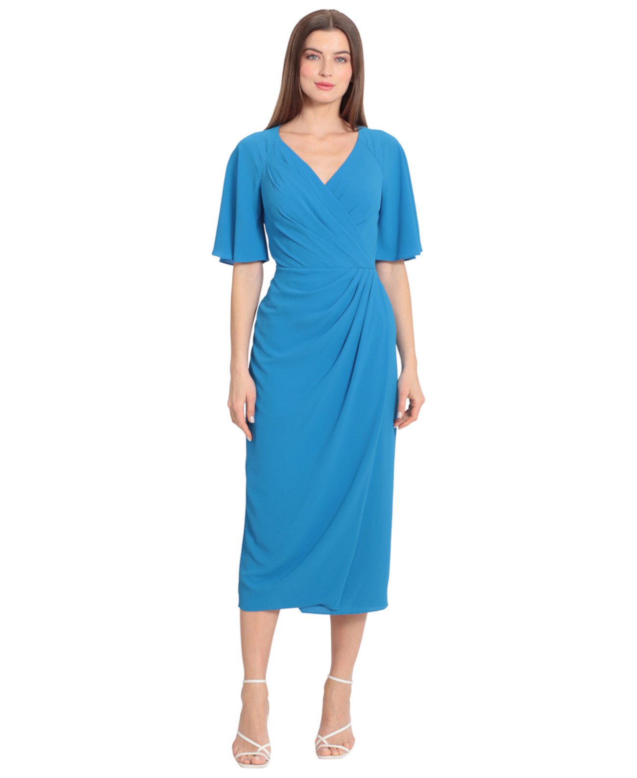 Women's Draped Elbow-Sleeve Midi Dress Maggy London