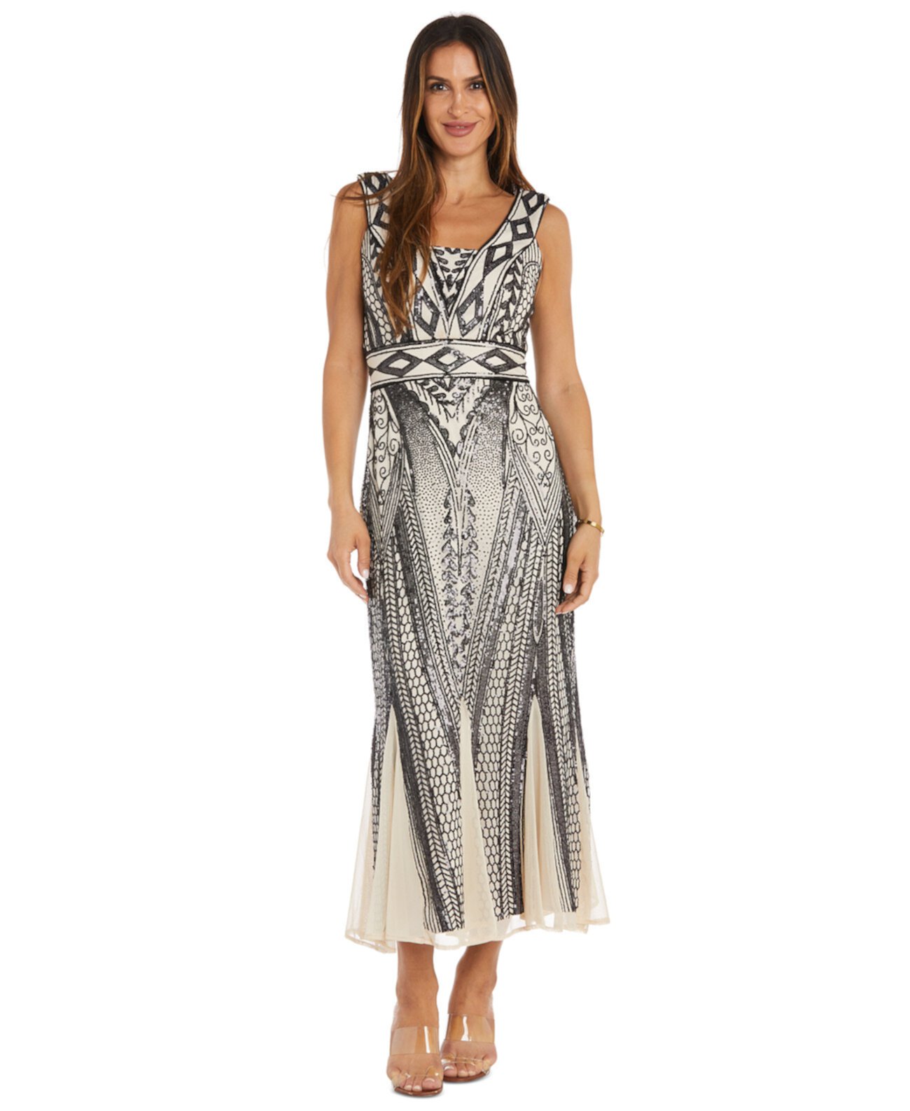 Women's Sequin Embellished Sleeveless Gown R & M Richards