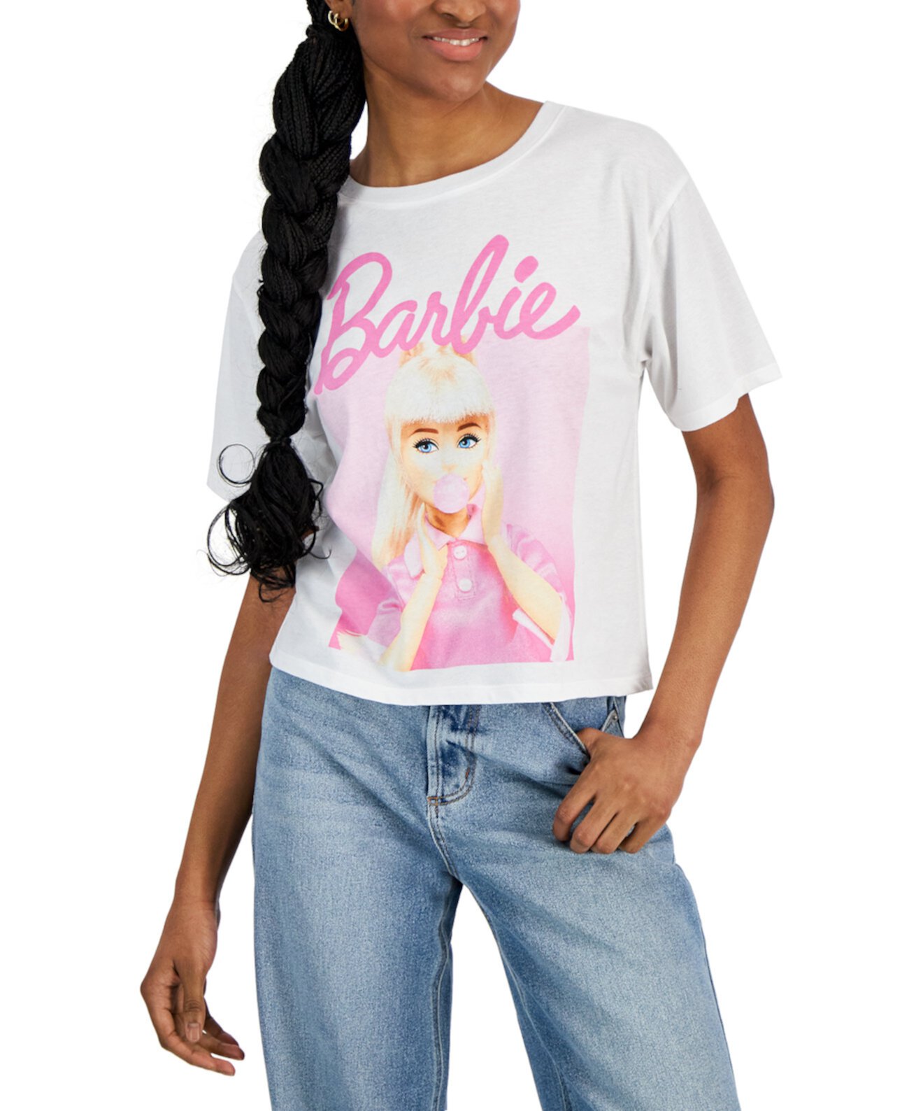 Juniors' Bubblegum Barbie Crewneck Tee Love Tribe