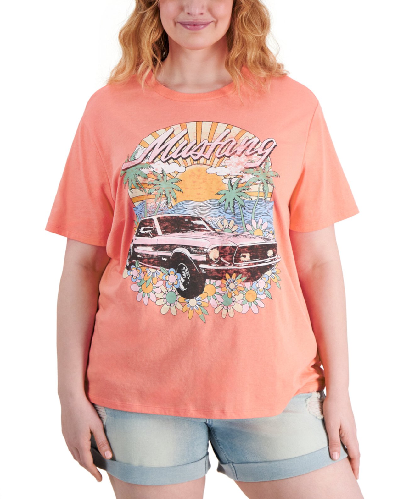 Plus Size Short-Sleeve Mustang Graphic T-Shirt Love Tribe