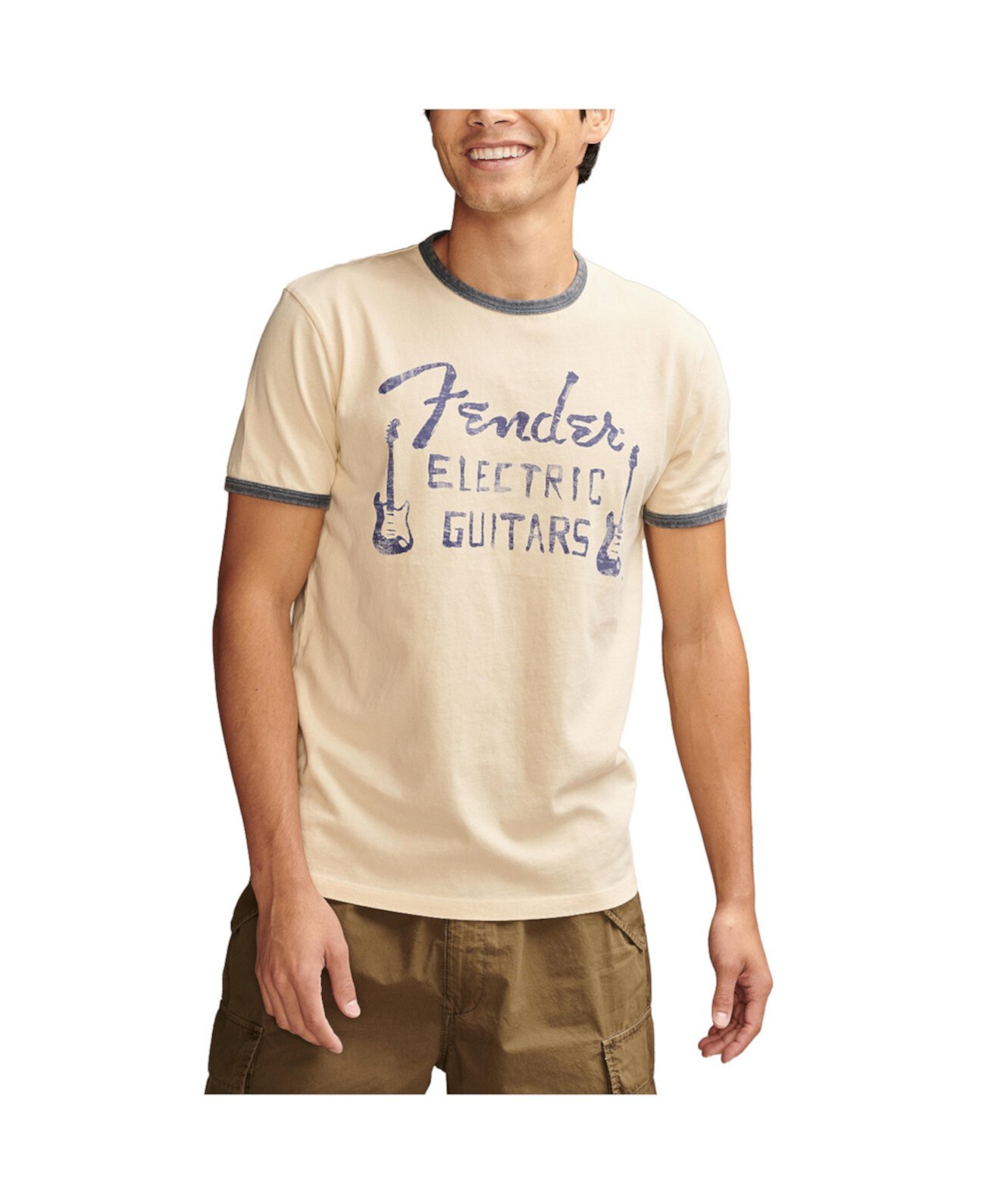 Men's Short Sleeve Painted Fender T-shirt Lucky Brand