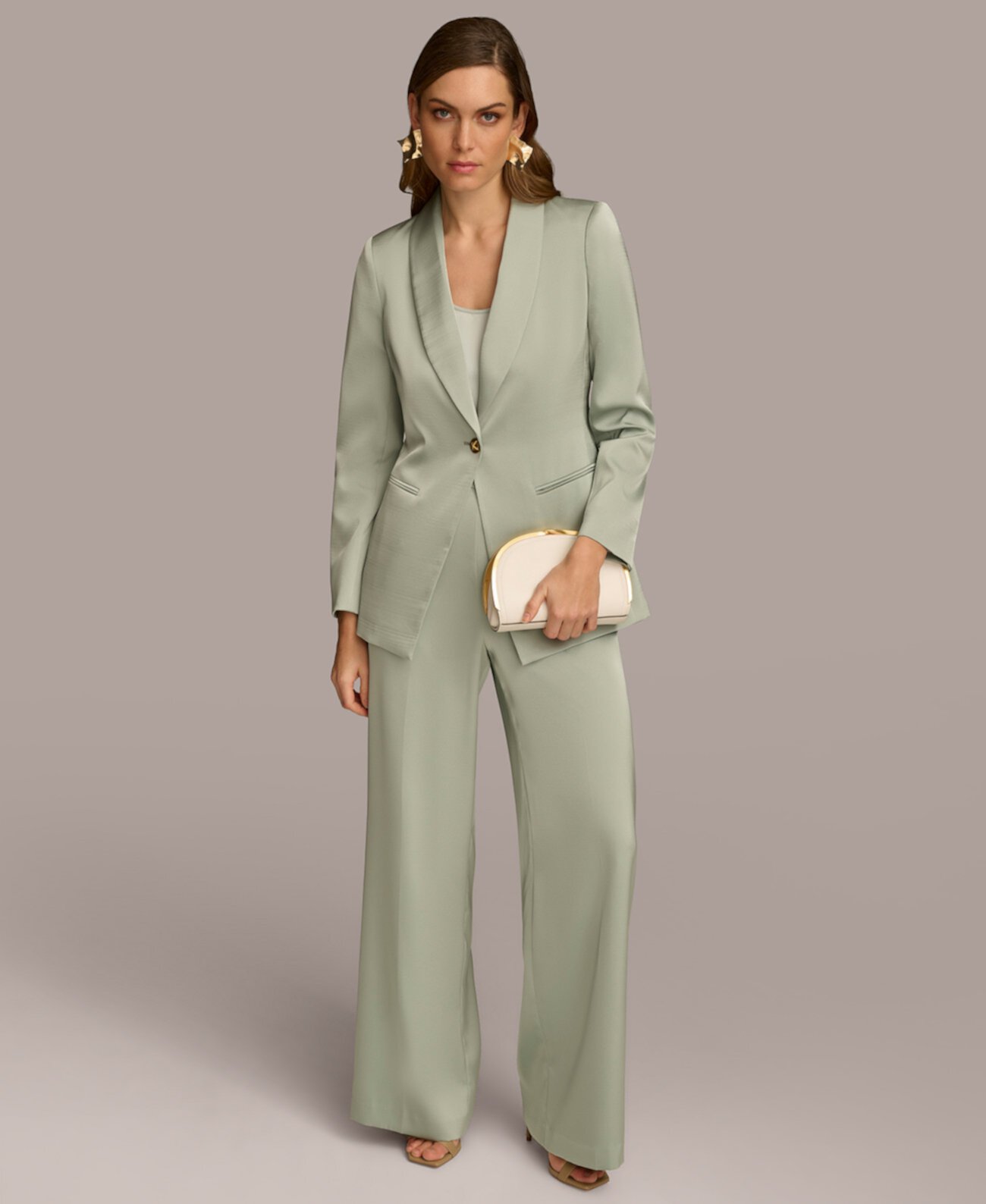 Women's One-Button Satin Jacket Donna Karan New York