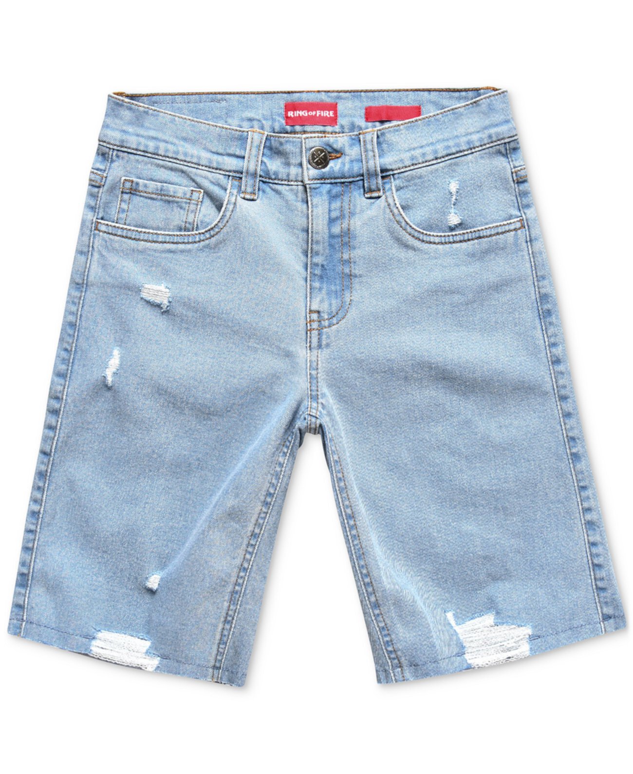 Big Boys Muse Slim-Fit Stretch Denim Shorts with Rips and Raw Hem Ring of Fire