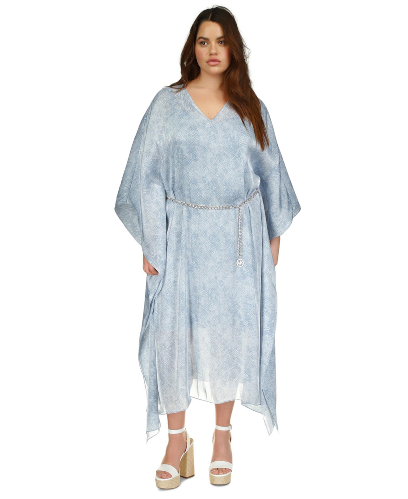 Plus Size Printed Belted Poncho Michael Kors
