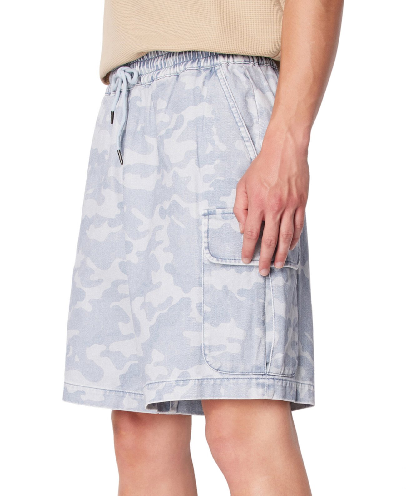 Men's Tonal Camouflage Drawstring Denim Cargo Shorts Armani