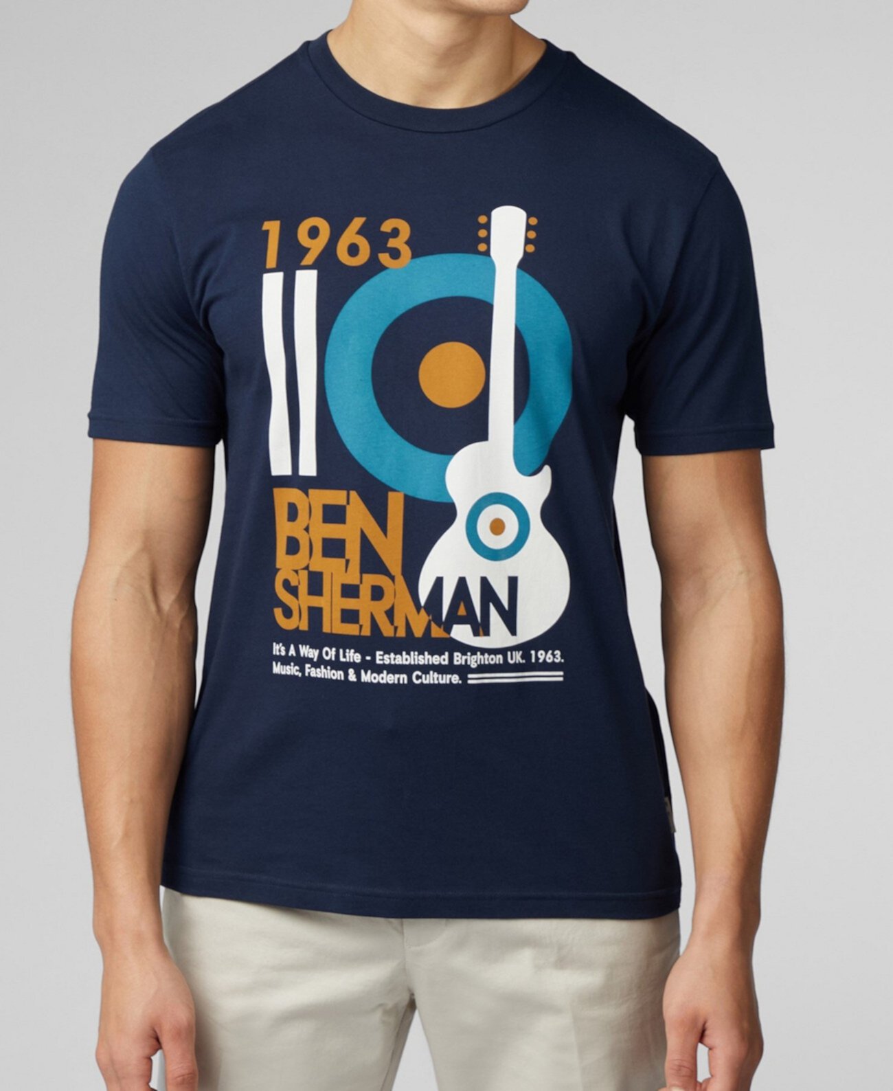 Men's Mod Guitar Poster Short Sleeve T-shirt Ben Sherman