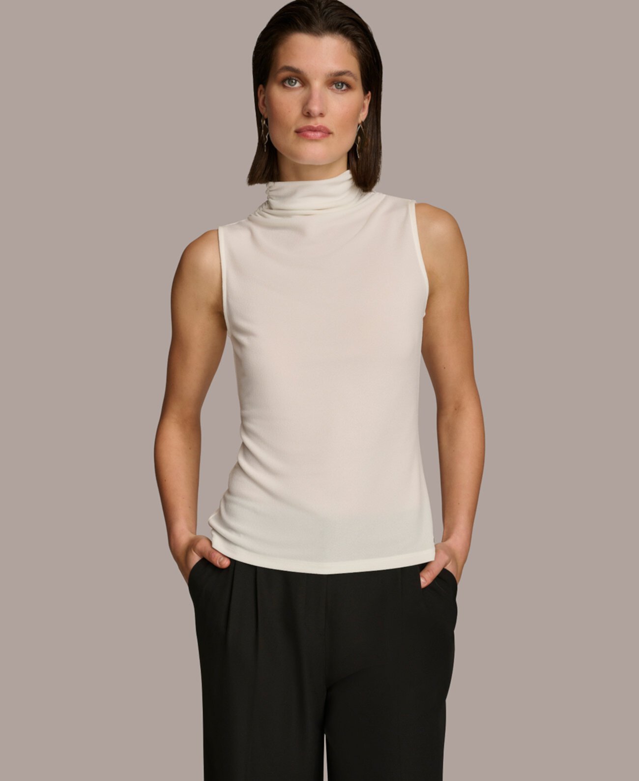 Women's Mock Neck Sleeveless Top Donna Karan New York