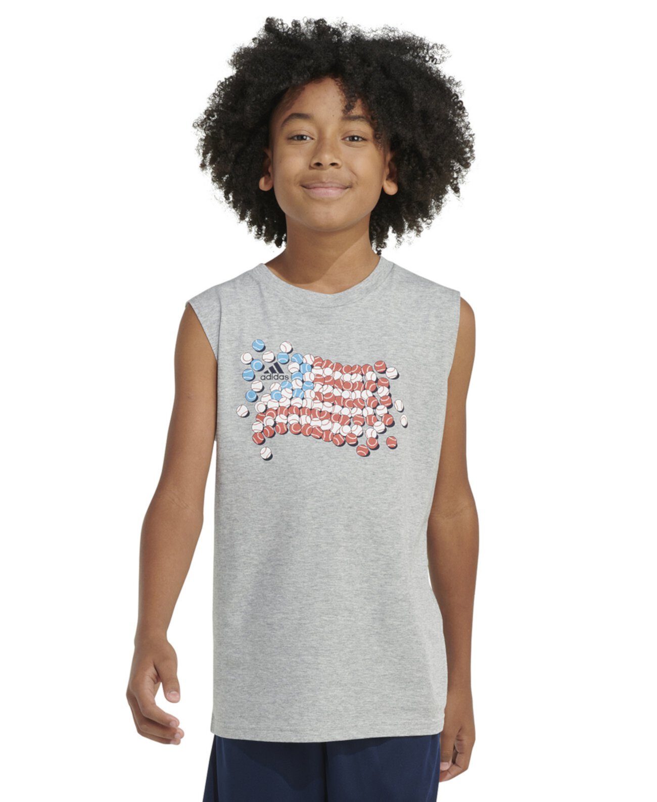 Big Boys Sleeveless USA Graphic Heathered T-Shirt Adidas
