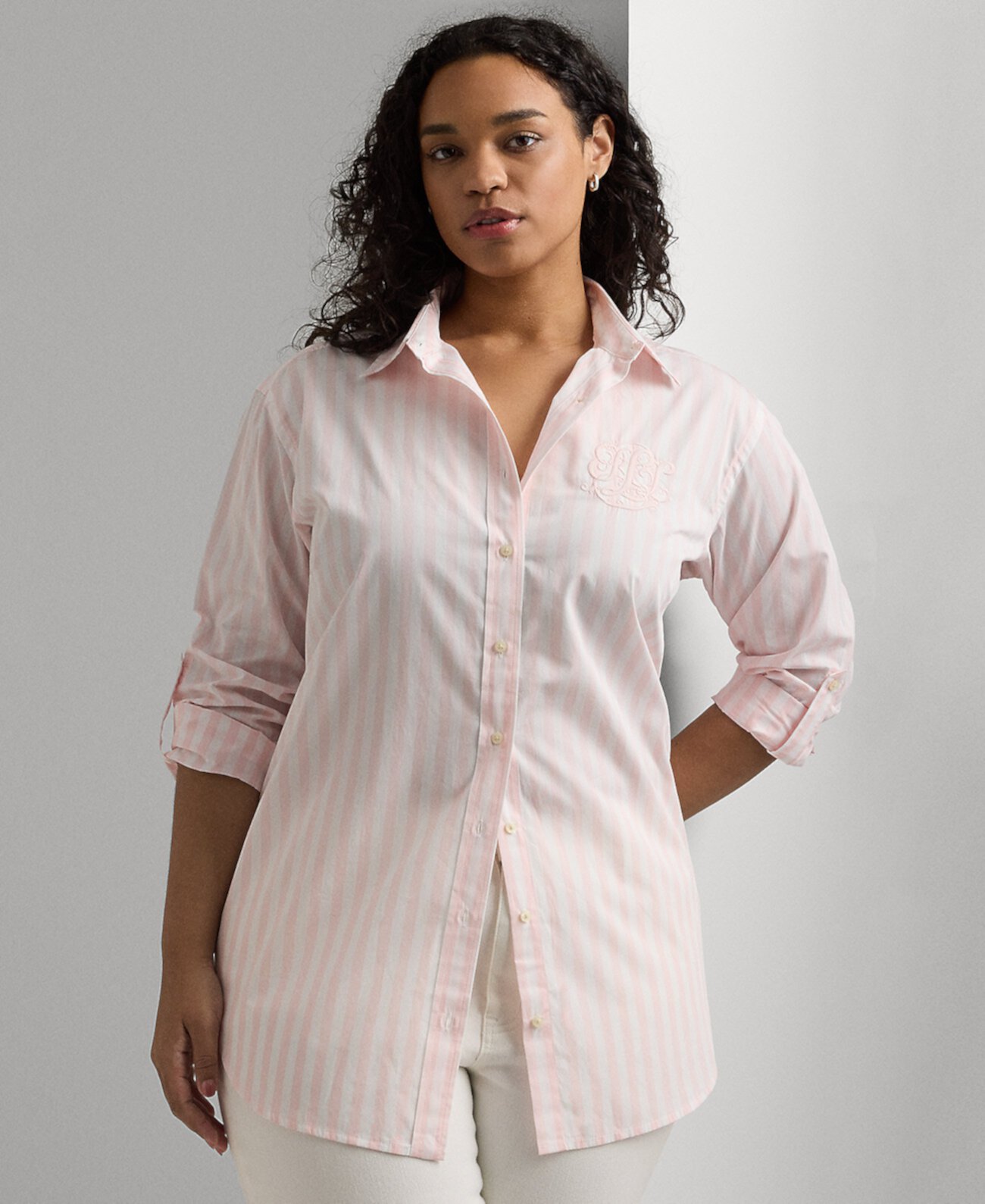 Plus Size Striped Oversized Shirt LAUREN Ralph Lauren