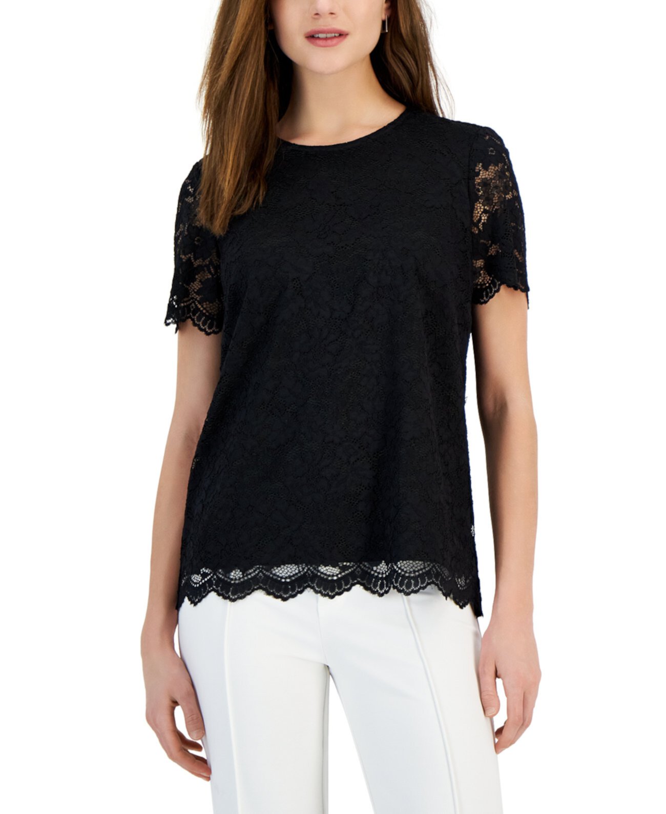 Women's Lace Short-Sleeve Top Tahari by ASL